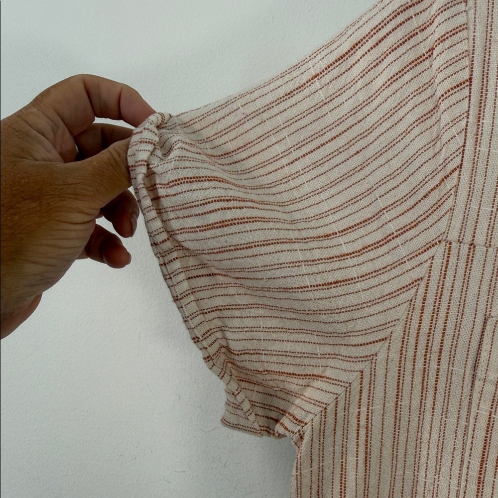 Line and Dot Striped Button Front Drawstring Waist Wide Leg Jumpsuit Small - Picture 4 of 11